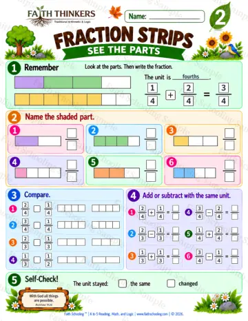 2nd Grade math worksheet — Fractions Practice 6