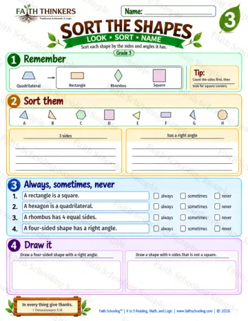 3rd Grade math worksheet — Polygons and Classifying Shapes Practice 4