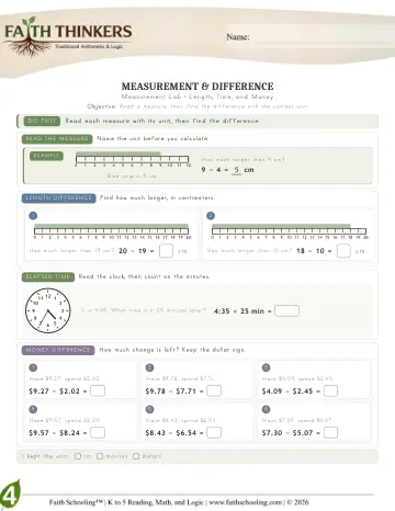 Grade 4 Math: Measurement — worksheet preview