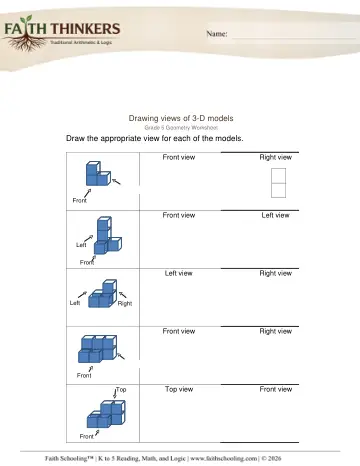 Grade 5 Math: Shapes 2D 3D — worksheet preview