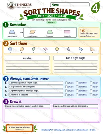 4th Grade math worksheet — Classifying Shapes Practice 7