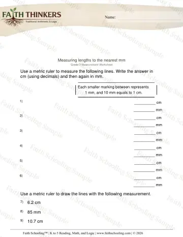 3rd Grade math worksheet — Length and Distance. Measuring Length Mm 2