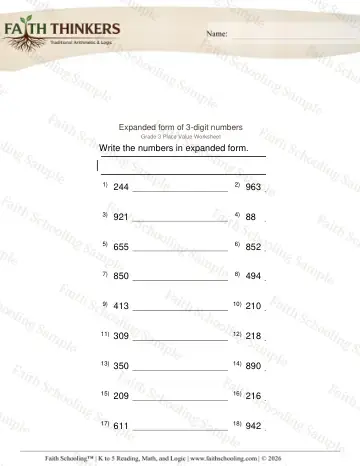 3rd Grade math worksheet — Expanded and Standard Form. Expanded Form Ewt (Practice 2)