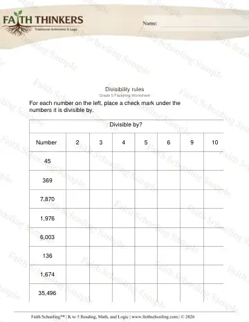 5th Grade math worksheet — Factors and Multiples. Divisibility Rules 2