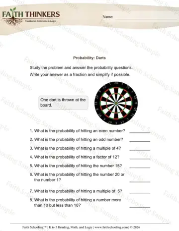 5th Grade math worksheet — Probability 8