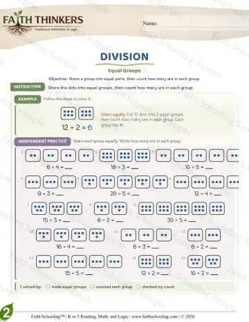 2nd Grade math worksheet — Division as Equal Groups. Long Division (Practice 8)