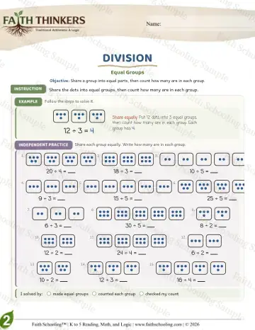 2nd Grade math worksheet — Division as Equal Groups. Long Division (Practice 4)