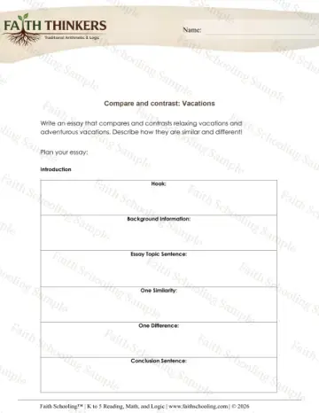 4th Grade math worksheet — Comparing and Ordering Numbers. Compare Contrast