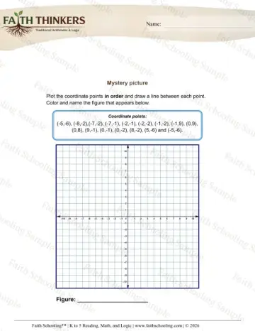 4th Grade math worksheet — Coordinate Plane. Coordinate Grid Picture 7