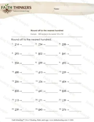 3rd Grade math worksheet — Rounding and Estimation. Round 3 Digit Numbers Nearest 100 4
