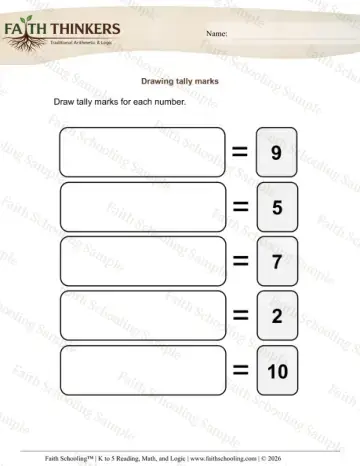 1st Grade math worksheet — Tally and Frequency. Tally Marks 3