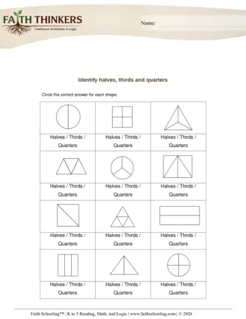 Fractions Halves Quarters 3