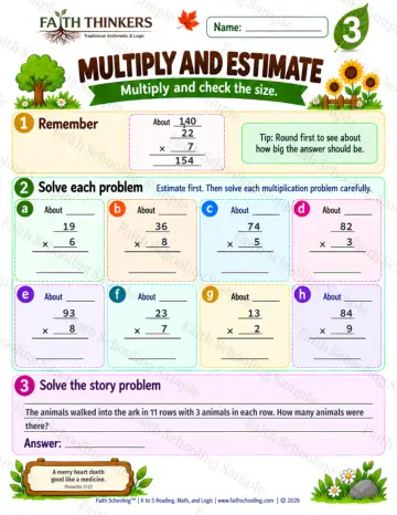 3rd Grade math worksheet — Multi-Digit Multiplication Practice 9