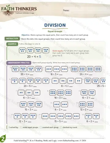 2nd Grade math worksheet — Division as Equal Groups. Long Division (Practice 9)