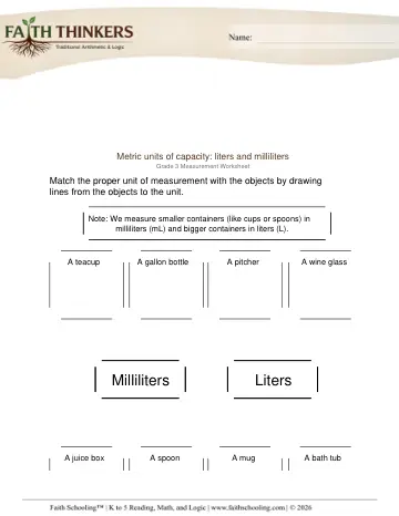 Grade 3 Math: Measurement Units — worksheet preview