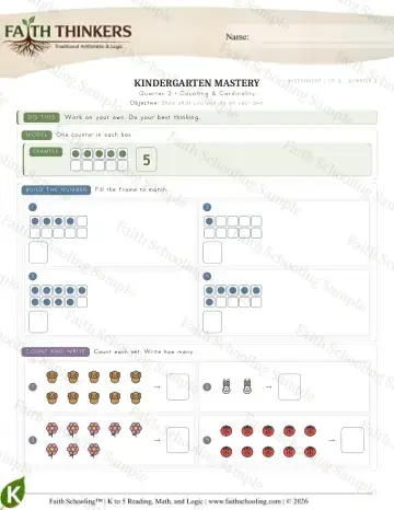 Kindergarten math worksheet — Counting Cardinality 1 (Practice 6)