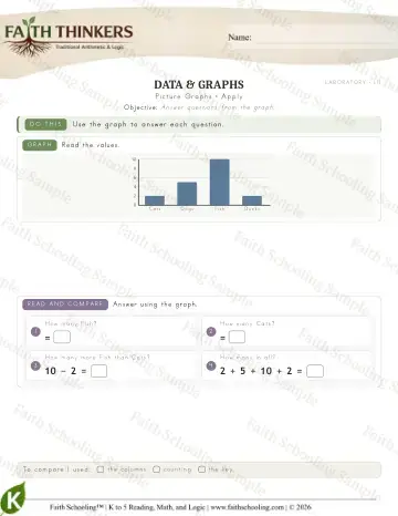 Kindergarten math worksheet — Picture Graphs (Practice 4)