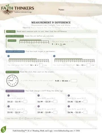 5th Grade math worksheet — Measurement (Practice 9)