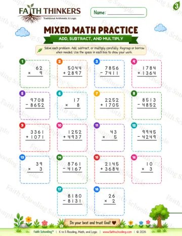 3rd Grade math worksheet — Summer Mixed Practice 6