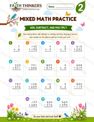 2nd Grade math worksheet — Spring Mixed Practice 5