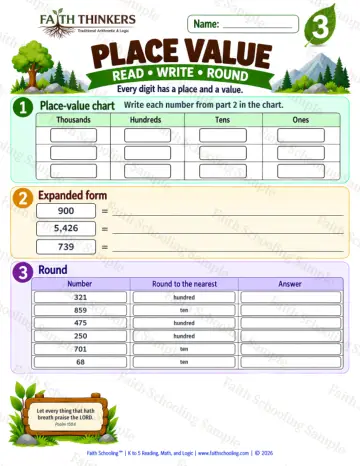 3rd Grade math worksheet — Place Value Practice 4