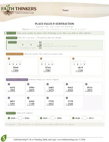 Grade 5 Math: Place Value — worksheet preview