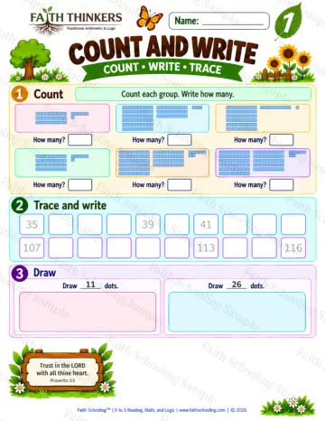 1st Grade math worksheet — Counting Practice (Practice 4)