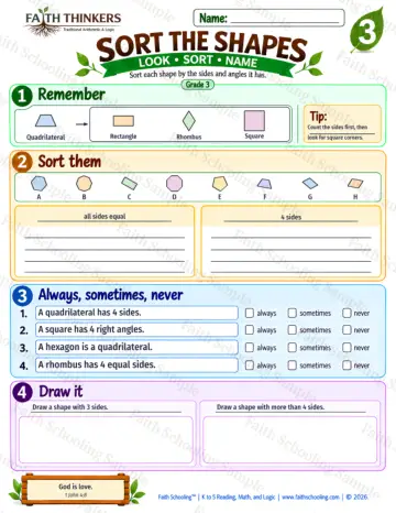 3rd Grade math worksheet — Polygons and Classifying Shapes Practice 8