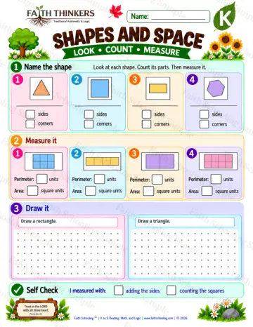 Kindergarten math worksheet — Geometry and Shapes Practice 6