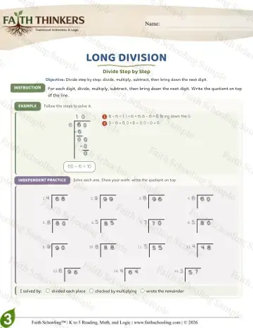 3rd Grade math worksheet — Long Division (Practice 7)