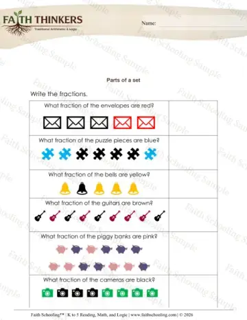 3rd Grade math worksheet — Fractions Parts of Set 11