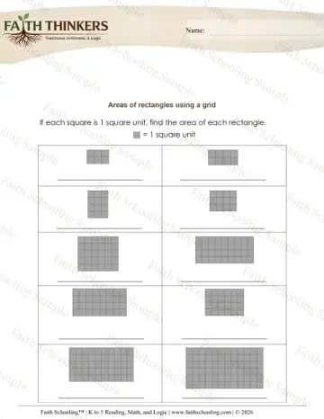 3rd Grade math worksheet — Perimeter and Area. Geometry Area Rectangle Grid 2