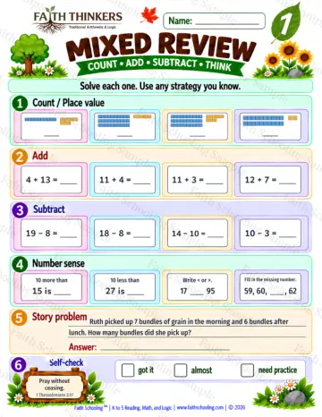 1st Grade math worksheet — Core Skills Practice 6