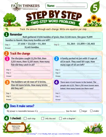 5th Grade math worksheet — Word Problems Practice 4