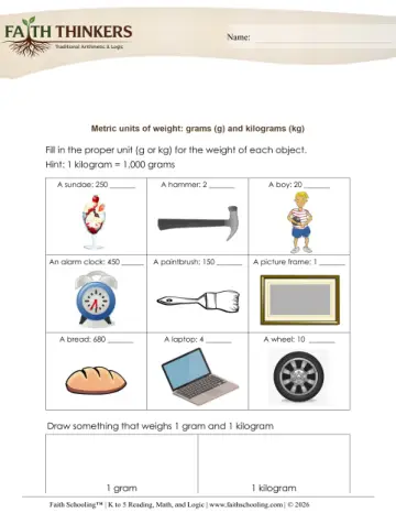 Measurement Units of Weight Metric 3