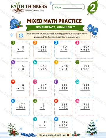 2nd Grade math worksheet — Winter Mixed Practice 4