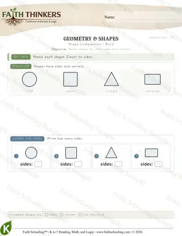 Kindergarten math worksheet — Shape Composition (Practice 6)