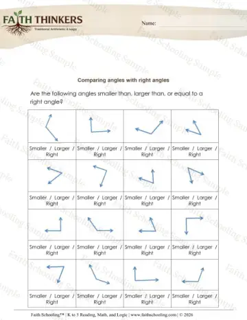 3rd Grade math worksheet — Geometry Right Angles 3