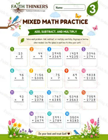 3rd Grade math worksheet — Spring Mixed Practice 8