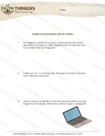 4th Grade math worksheet — Length Word Problems 6