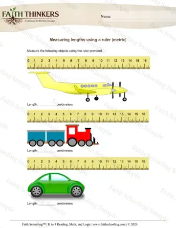 1st Grade math worksheet — Measuring Length Cm 1
