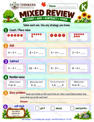 Kindergarten math worksheet — Core Skills Practice 8