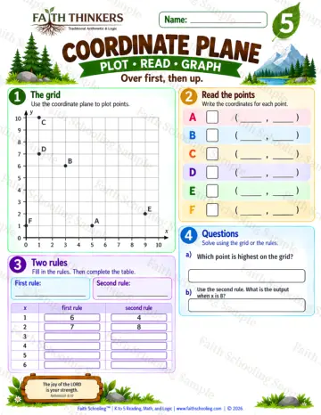 5th Grade math worksheet — Coordinate Plane Practice 8