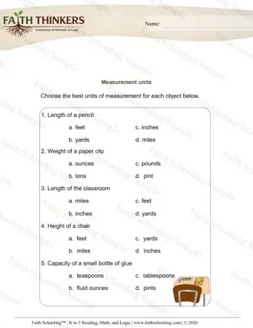 4th Grade math worksheet — Measurement Units Mixed 5