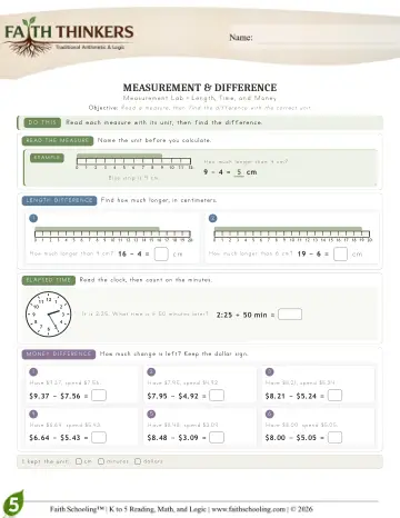 Grade 5 Math: Measurement — worksheet preview