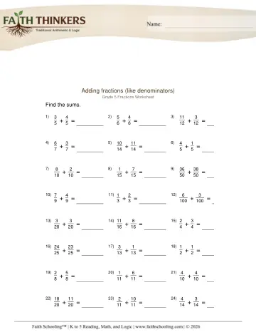 Adding Fractions Like Denominators 1