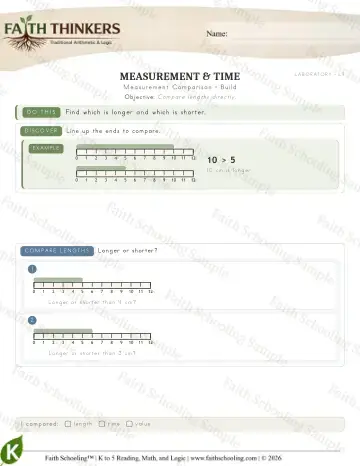 Kindergarten math worksheet — Measurement Comparison (Practice 8)