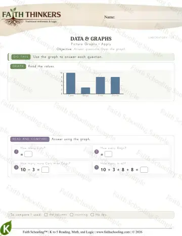 Kindergarten math worksheet — Picture Graphs (Practice 6)