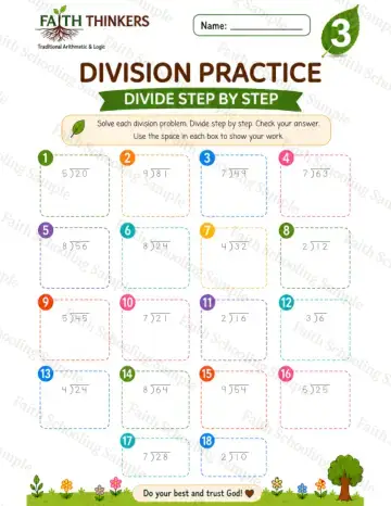 3rd Grade math worksheet — Summer Division Practice 6