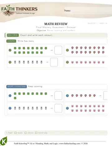 Kindergarten Math: Final Mastery Assessment — worksheet preview